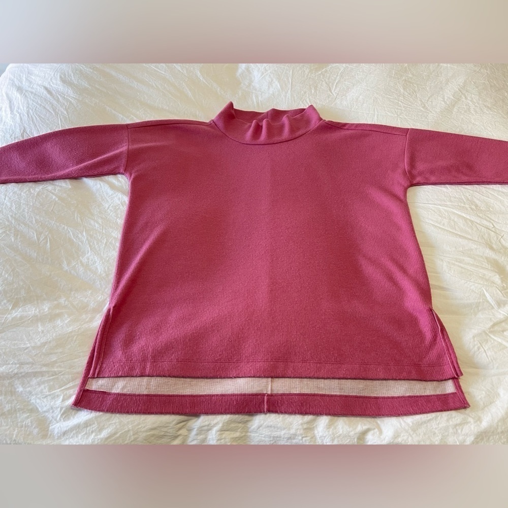 ANTHROPOLOGIE | Size Medium | Theresa Pink Cowl Neck Tunic Top | Fleece